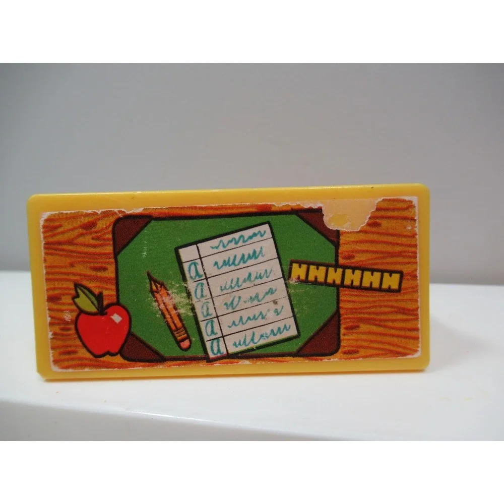 Fisher Price Vintage Little People Red school teacher green chairs yellow desk